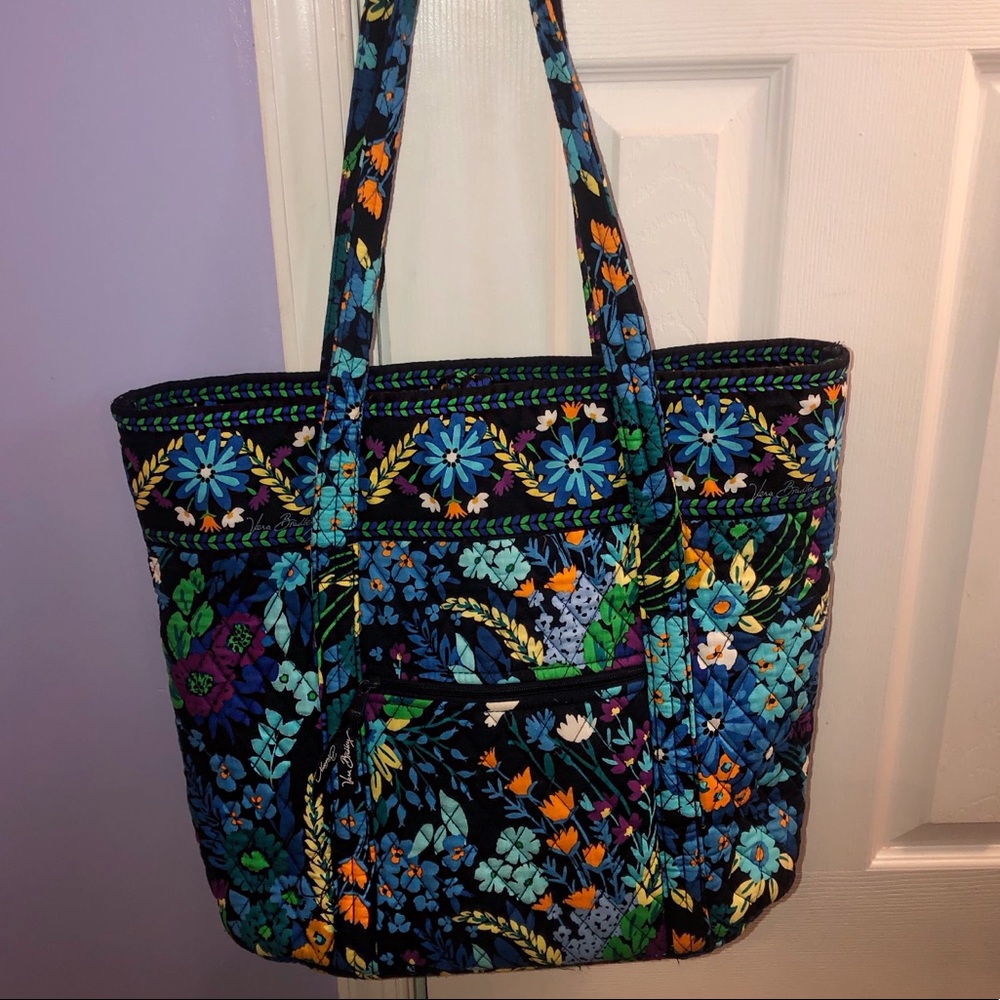 VINTAGE MIDNIGHT BLUES VERA BRADLEY ICONIC TOTE